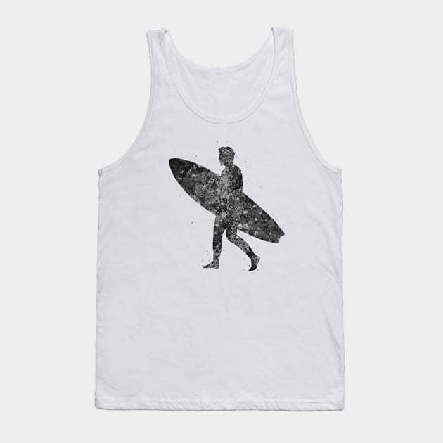 Surfer man black and white Tank Top by Yahya Art